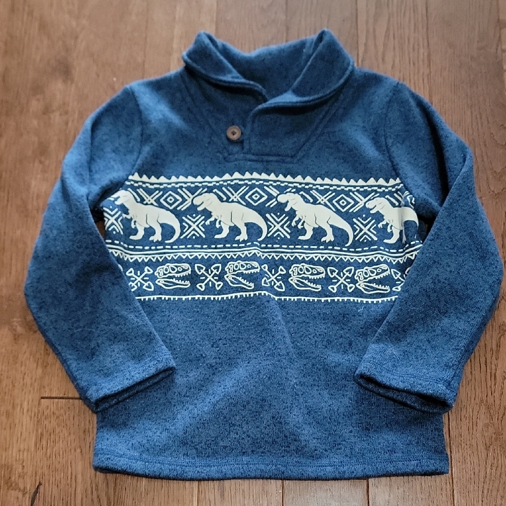 Jumping Beans Blue and White Dinosaur Sweater 5T